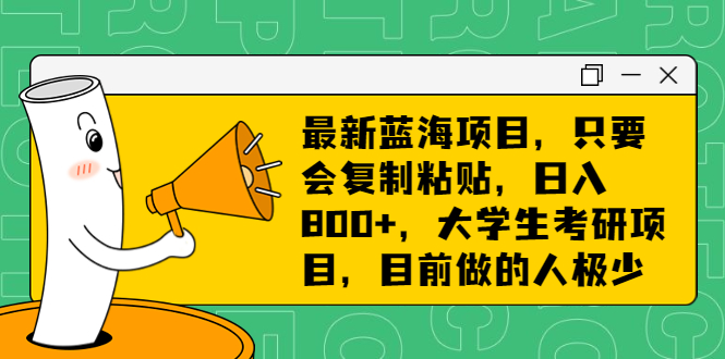 最新蓝海项目，只要会复制粘贴，日入800+，大学生考研项目，目前做的人极少昊趣阁资源网昊趣阁资源网