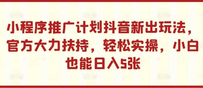 小程序推广计划抖音新出玩法，官方大力扶持，轻松实操，小白也能日入5张【揭秘】昊趣阁资源网昊趣阁资源网