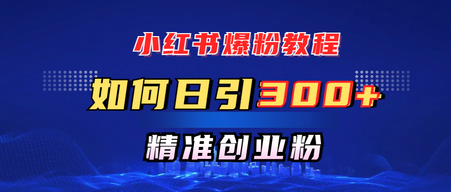 小红书爆粉教程，如何日引300+创业粉，快速实现精准变现！昊趣阁资源网昊趣阁资源网