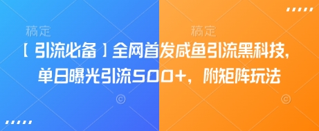 【引流必备】全网首发咸鱼引流黑科技，单日曝光引流500+，附矩阵玩法【揭秘】昊趣阁资源网昊趣阁资源网
