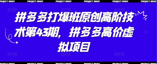 拼多多打爆班原创高阶技术第43期,拼多多高价虚拟项目昊趣阁资源网昊趣阁资源网