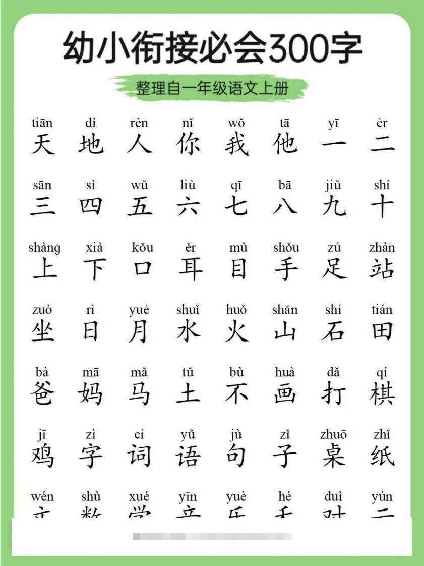 幼小衔接必会300字昊趣阁资源网昊趣阁资源网