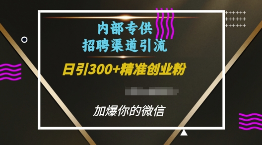 内部招聘渠道日引流300+创业粉,加爆你的微信【揭秘】昊趣阁资源网昊趣阁资源网