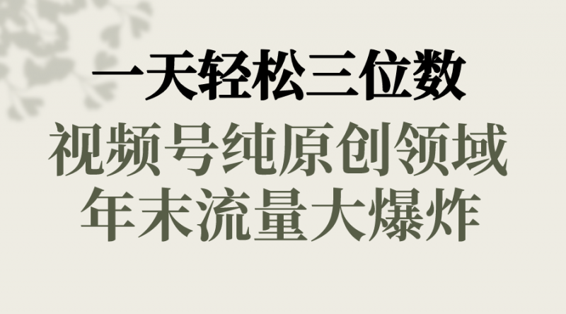 一天轻松三位数，视频号纯原创领域，春节童子送祝福，年末流量大爆炸，昊趣阁资源网昊趣阁资源网