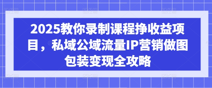2025教你录制课程挣收益项目,私域公域流量IP营销做图包装变现全攻略昊趣阁资源网昊趣阁资源网