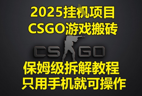 2025挂G项目,CSGO游戏搬砖,保姆级拆解教程,只用手机就可操作【揭秘】昊趣阁资源网昊趣阁资源网