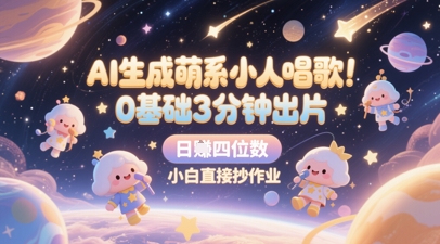 AI生成萌系小人唱歌,0基础3分钟出片,28个作品涨粉8.9W,单条最高19W赞,日入四位数,小白直接抄作业昊趣阁资源网昊趣阁资源网