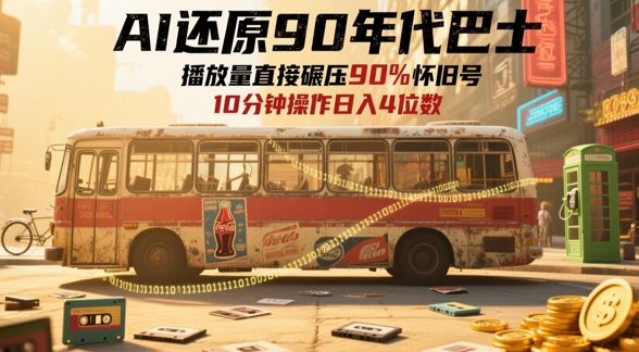 AI还原90年代巴士,一帧就让70后泪崩,播放量直接碾压90%怀旧号,每天操作十分钟,日入四位数昊趣阁资源网昊趣阁资源网