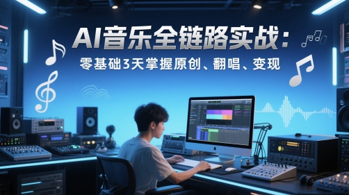 AI音乐全链路实战变现课:零基础3天掌握原创、翻唱、变现昊趣阁资源网昊趣阁资源网