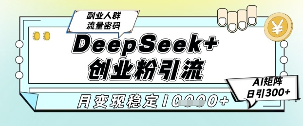 DeepSeek+创业粉精准引流,全新分享课4.0玩法,AI矩阵日引300+,多种变现方式,稳定月入1W昊趣阁资源网昊趣阁资源网
