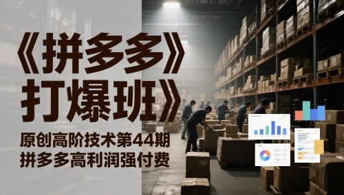《拼多多打爆班》原创高阶技术第44期,拼多多高利润强付费昊趣阁资源网昊趣阁资源网
