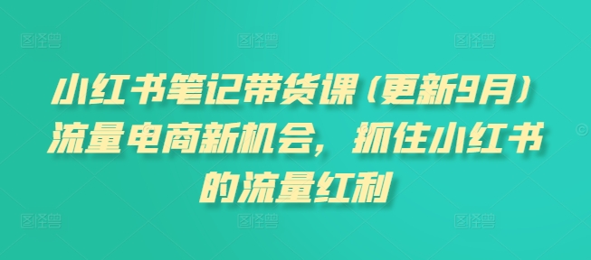 小红书笔记带货课(更新25年5月)流量电商新机会,抓住小红书的流量红利昊趣阁资源网昊趣阁资源网