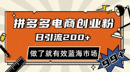 拼多多引流电商创业粉，日引200+，可矩阵放大，做了就有效【揭秘】昊趣阁资源网昊趣阁资源网