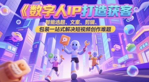 数字人IP打造获客变现实操课,智能选题、文案、剪辑、包装一站式解决短视频创作难题昊趣阁资源网昊趣阁资源网
