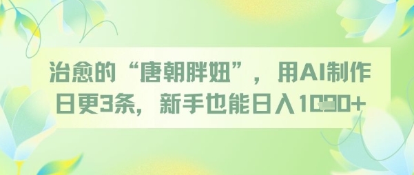 治愈的“唐朝胖妞”,用AI制作日更3条,新手也能日入多张昊趣阁资源网昊趣阁资源网