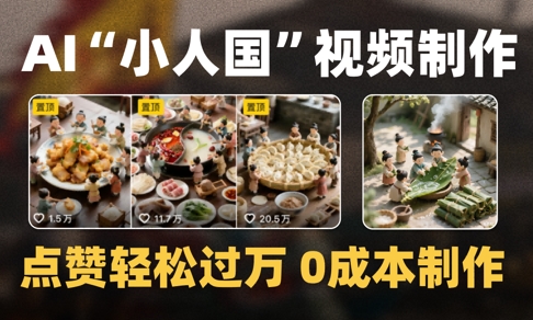 爆款1000W+播放微缩景观迷你小人国AI视频0成本制作全流程教学昊趣阁资源网昊趣阁资源网