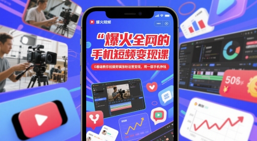 爆火全网的手机短视频变现课,0基础教你拍摄剪辑涨粉运营变现,用一部手机挣钱昊趣阁资源网昊趣阁资源网