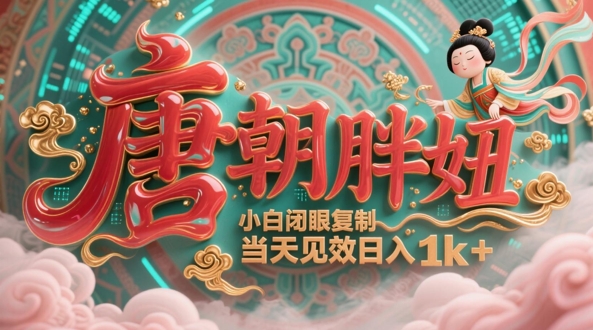 用AI克隆“唐朝胖妞”日更3条,平台疯狂推流,小白闭眼复制,当天见效,日入1k+昊趣阁资源网昊趣阁资源网