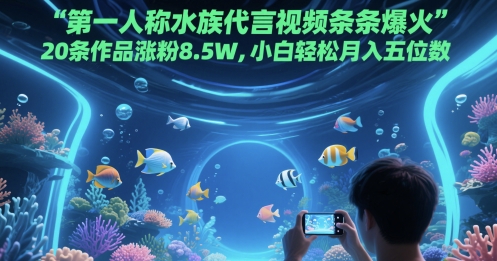 第一人称水族代言视频条条爆火，20条作品涨粉8.5W，小白轻松月入五位数昊趣阁资源网昊趣阁资源网