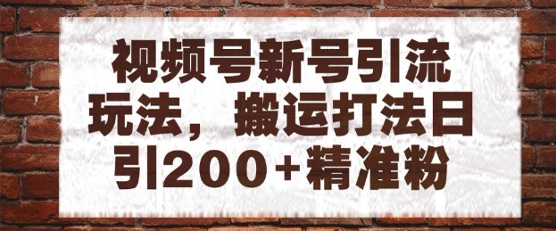 视频号新号引流玩法,搬运打法日引200+精准粉,可矩阵放大【揭秘】昊趣阁资源网昊趣阁资源网