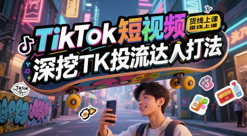 TikTok短视频带货线上课,深挖TK投流达人打法昊趣阁资源网昊趣阁资源网