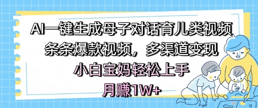 AI一键生成母子对话育儿类视频,条条爆款视频,多渠道变现,小白宝妈轻松上手,月入1W+昊趣阁资源网昊趣阁资源网