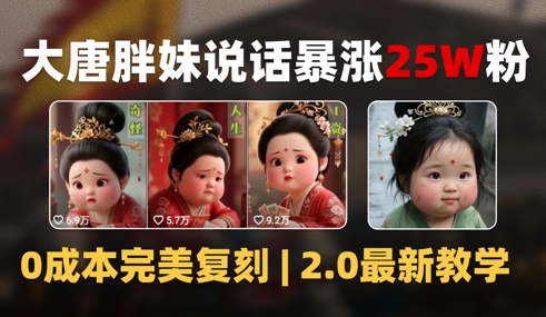AI大唐胖贵妃说话2.0,40条视频暴涨40w粉,附独家变现攻略昊趣阁资源网昊趣阁资源网