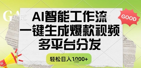 AI智能工作流,一键生成书单号爆款视频,多平台分发,每日收益多张【揭秘】昊趣阁资源网昊趣阁资源网