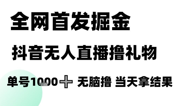 全网首发掘金抖音无人直播撸礼物,单号1k +无脑撸,当天拿结果【揭秘】昊趣阁资源网昊趣阁资源网