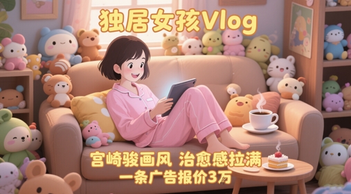 单个账号涨粉71W!用AI制作独居女孩Vlog,宫崎骏画风,治愈感拉满,一条广告报价3W昊趣阁资源网昊趣阁资源网