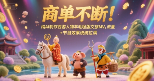 商单不断!纯AI制作西游人物羊毛毡版文旅MV,流量+节目效果统统拉满昊趣阁资源网昊趣阁资源网