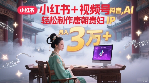小红书+视频号+抖音,AI轻松制作唐朝贵妇IP,每天30分钟,轻松产出N条,月入3W+昊趣阁资源网昊趣阁资源网