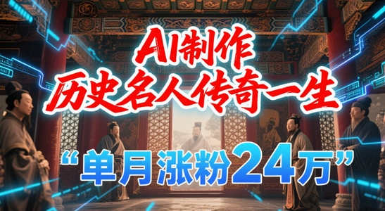 暴力起号！用AI制作历史名人传奇一生，单月涨粉24W，涨粉+变现赛道黑马来了昊趣阁资源网昊趣阁资源网
