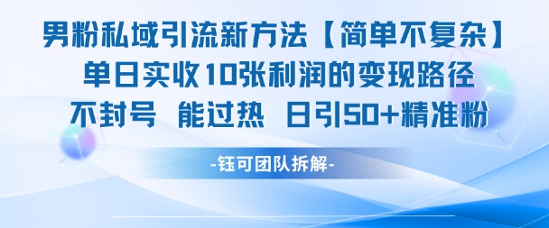男粉私域引流新方法,单日收10张利润,日引流50+精准粉昊趣阁资源网昊趣阁资源网