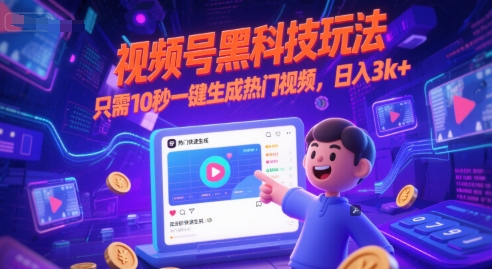 视频号黑科技玩法,只需10秒一键生成热门视频,日入3k+【揭秘】昊趣阁资源网昊趣阁资源网