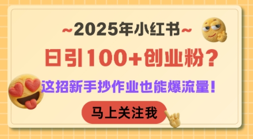 2025年小红书日引100+创业粉?这招新手抄作业也能爆流量!昊趣阁资源网昊趣阁资源网