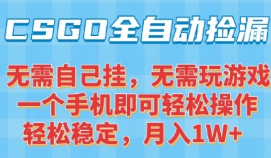 CSGO自动捡漏项目,最新独家玩法,一个手机可操作,新手小白轻松月入1W+,操作简单易上手【揭秘】昊趣阁资源网昊趣阁资源网