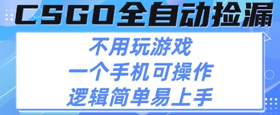 CSGO自动捡漏项目，最新独家玩法，不用挂G不用玩游戏，一个手机即可操作，新手小白轻松月入1W+【揭秘】昊趣阁资源网昊趣阁资源网