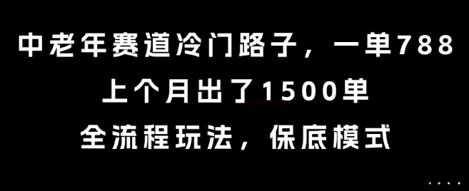 中老年赛道冷门路子,一单788,上个月出了1500单,全流程玩法,保底模式【揭秘】昊趣阁资源网昊趣阁资源网