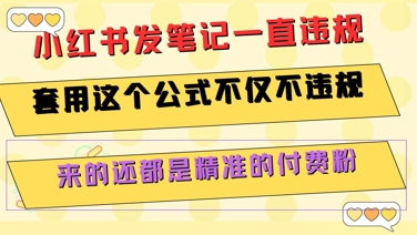 小红书发笔记一直违规，套用这个公式不仅不违规，来的还都是精准的付费粉昊趣阁资源网昊趣阁资源网