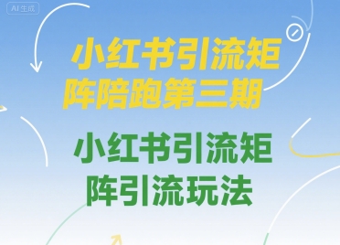 小红书引流矩阵陪跑第三期,小红书引流矩阵引流玩法昊趣阁资源网昊趣阁资源网