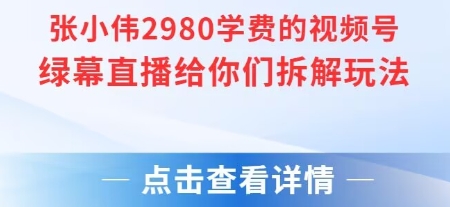 张小伟2980付费额视频号绿幕直播给你们拆解玩法昊趣阁资源网昊趣阁资源网