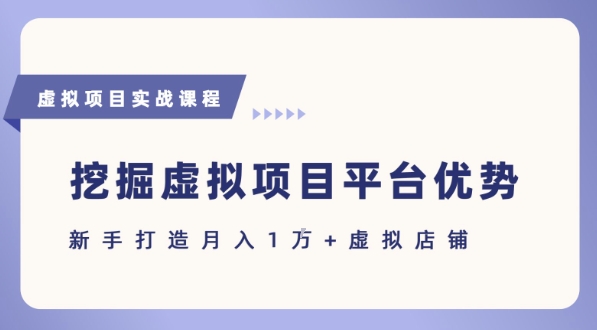 抓住虚拟项目各平台优势,新手轻松月入1W+(给出具体建议)昊趣阁资源网昊趣阁资源网