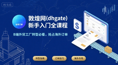 敦煌网(dhgate)新手入门全课程,B端外贸工厂转型必看,抢占海外订单昊趣阁资源网昊趣阁资源网