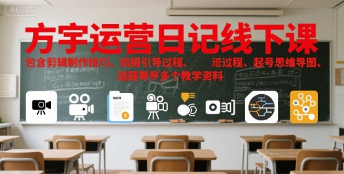 方宇运营日记线下课,包含剪辑制作技巧、拍摄引导过程、起号思维导图、选题等多个教学资料昊趣阁资源网昊趣阁资源网