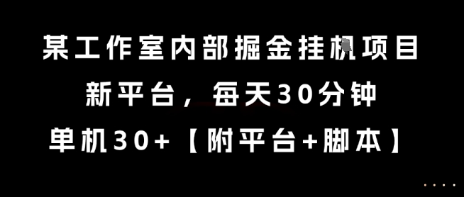 某工作室内部掘金挂G项目,新平台,每天30分钟,单机30+【揭秘】昊趣阁资源网昊趣阁资源网
