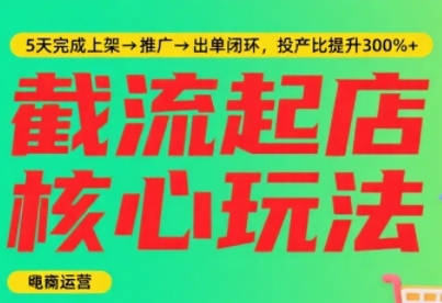 淘宝截流快速起店玩法,掌握暴力快速起店的流程,5天完成上架-推广-出单闭环昊趣阁资源网昊趣阁资源网