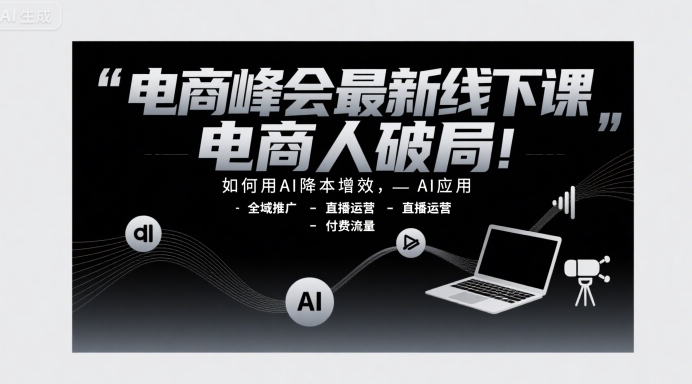 电商峰会最新线下课,电商人破局,如何用AI降本增效,AI应用-全域推广-直播运营-付费流量昊趣阁资源网昊趣阁资源网
