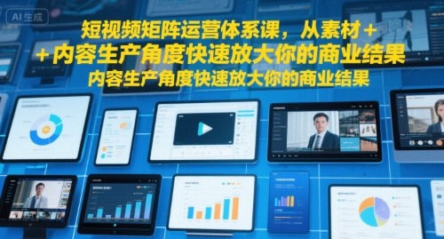 短视频矩阵运营体系课,从素材+内容生产角度快速放大你的商业结果昊趣阁资源网昊趣阁资源网