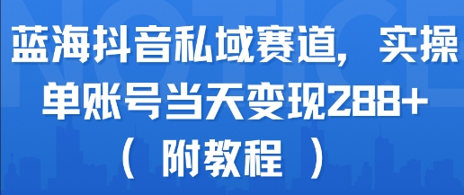 蓝海抖音私域赛道,实操单账号当天变现288+(附教程)昊趣阁资源网昊趣阁资源网